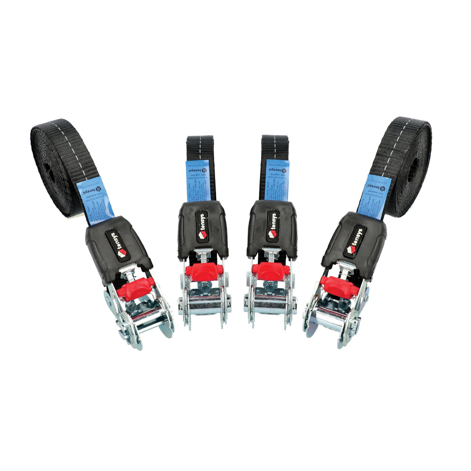 Premium 25mm Wide, 250kg 5m Max Length Endless Ratchet Strap with Soft Grip Moulded Handle (Pack of 4)