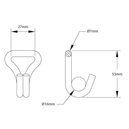 Diagram of 25mm wide, 250kg capacity, 5m long Cambuckle strap with claw hook ends, showcasing buckle design and components for load restraint.