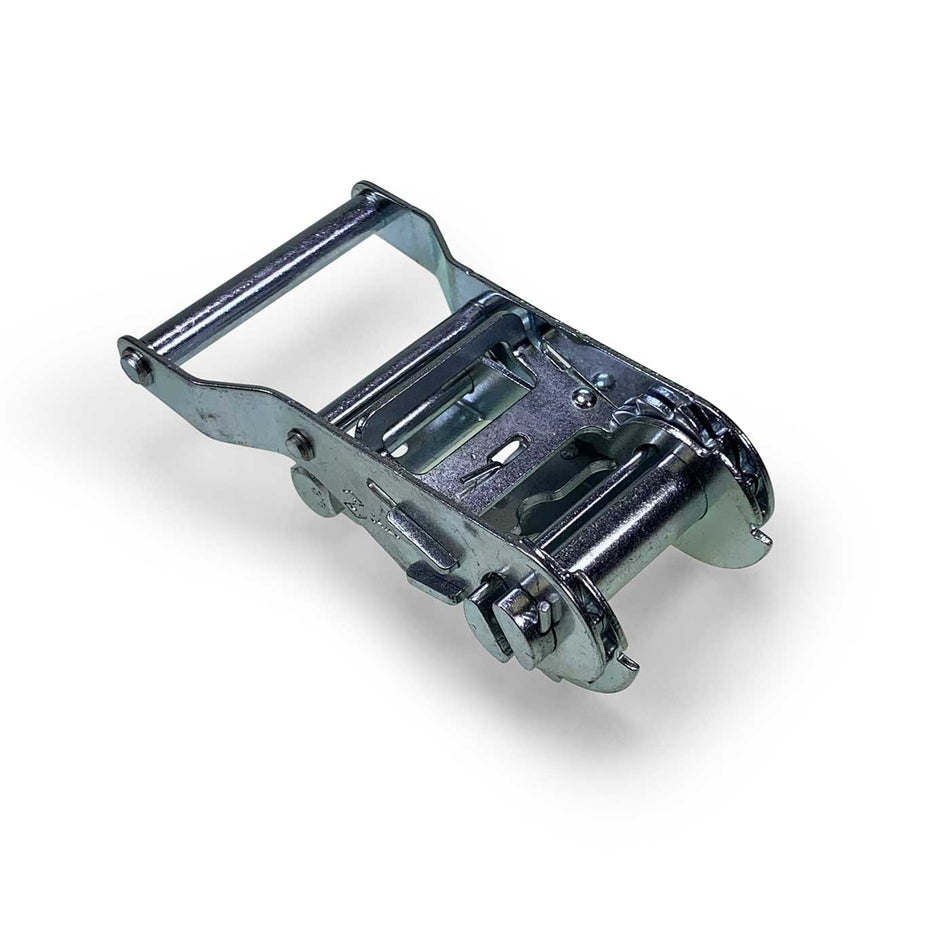 2000kg (35mm) Ratchet Buckle - Wide Handle, featuring a robust metal strap with screws, designed for high tension and durability, suitable for 35mm webbing.