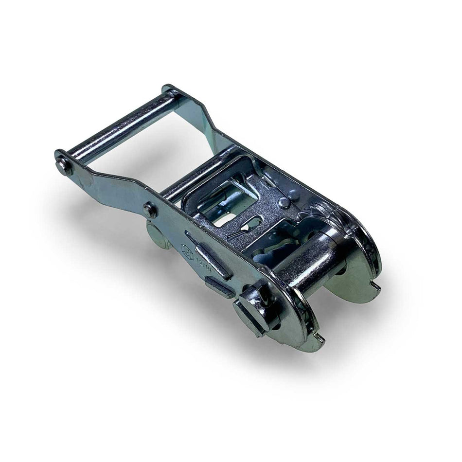 1500kg Ratchet Buckle (25mm) - Wide Handle, featuring a robust metal strap and powerful ratchet tensioner, designed for 25mm webbing with high load capacity.