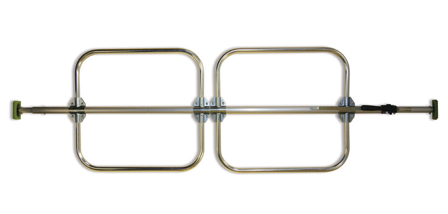 Hooped Braces to fit Aluminium Cargo Stay, showcasing metal frame and rings for enhanced load security, compatible with 38-42mm cargo stays. Includes brackets and fixings.