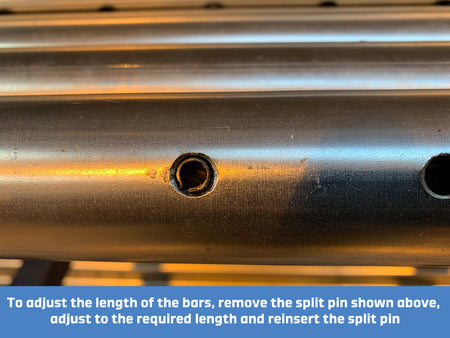 Round Steel Shoring Bar, close-up view, highlighting adjustable holes and sturdy construction; fits 1780-2228mm, ideal for heavy load support.