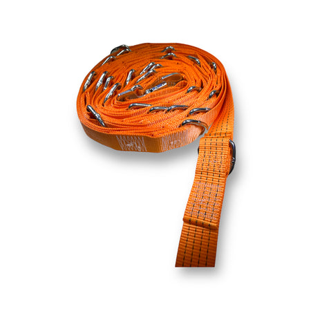 14 Metre Bay Strap, ratchet strap with snaphooks and D rings every 500mm, for internal load restraint in trailers.