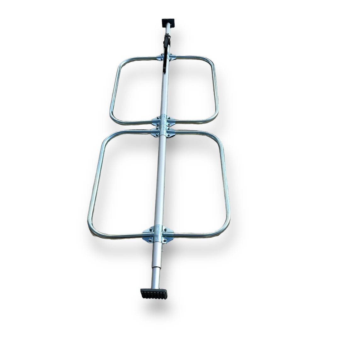Hooped Braces for Aluminium Cargo Stay, featuring metal rods and bolts, designed for secure load containment in box vans and containers.