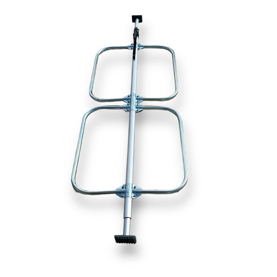 Hooped Braces for Aluminium Cargo Stay, featuring metal rods and bolts, designed for secure load containment in box vans and containers.