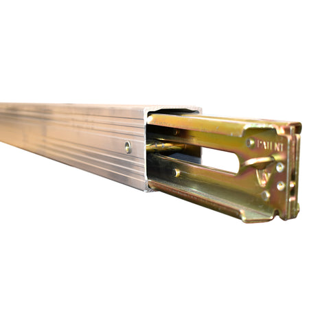 Aluminium Decking Beam for E-Track, featuring a flat latch release mechanism and anti-slip surface, designed for heavy-duty load applications up to 1,000kg.