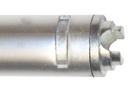 Round Aluminium Shoring Bar, adjustable 2385-2760mm, showing close-up of metal pipe and nut, highlighting its sturdy construction and spring-loaded end.