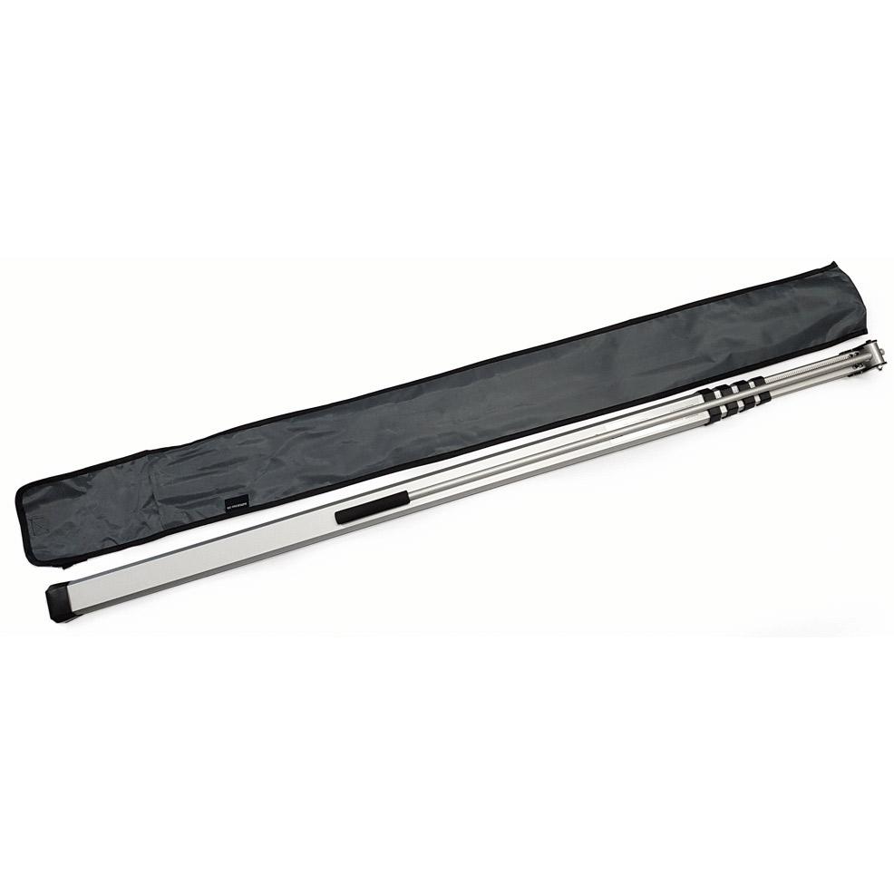 Height Measuring Stick with a folding black handle, designed for measuring oversized loads up to 5 meters. Features extendable sections and a unique rubber base for protection.