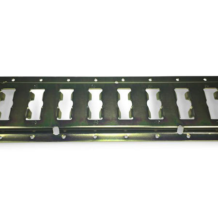 Zinc Plated Universal E-Track with multiple holes, designed for commercial vehicles and HGV trailers, compatible with 50mm e-track load bar cups.
