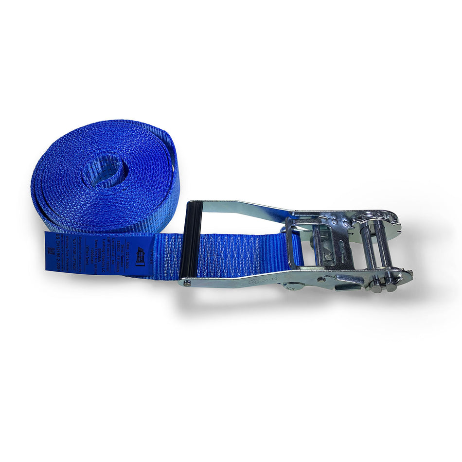 50mm 5000kg Ratchet Strap Endless - 8 METRES, featuring a durable metal handle and low-stretch webbing, suitable for secure load restraint.