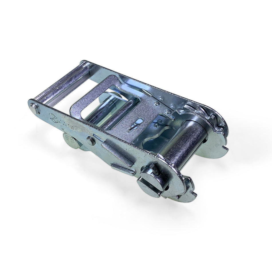 5,000kg Narrow Handle Ratchet Buckle, featuring a robust metal strap with screws and a powerful locking mechanism for secure direct mounting or replacement.