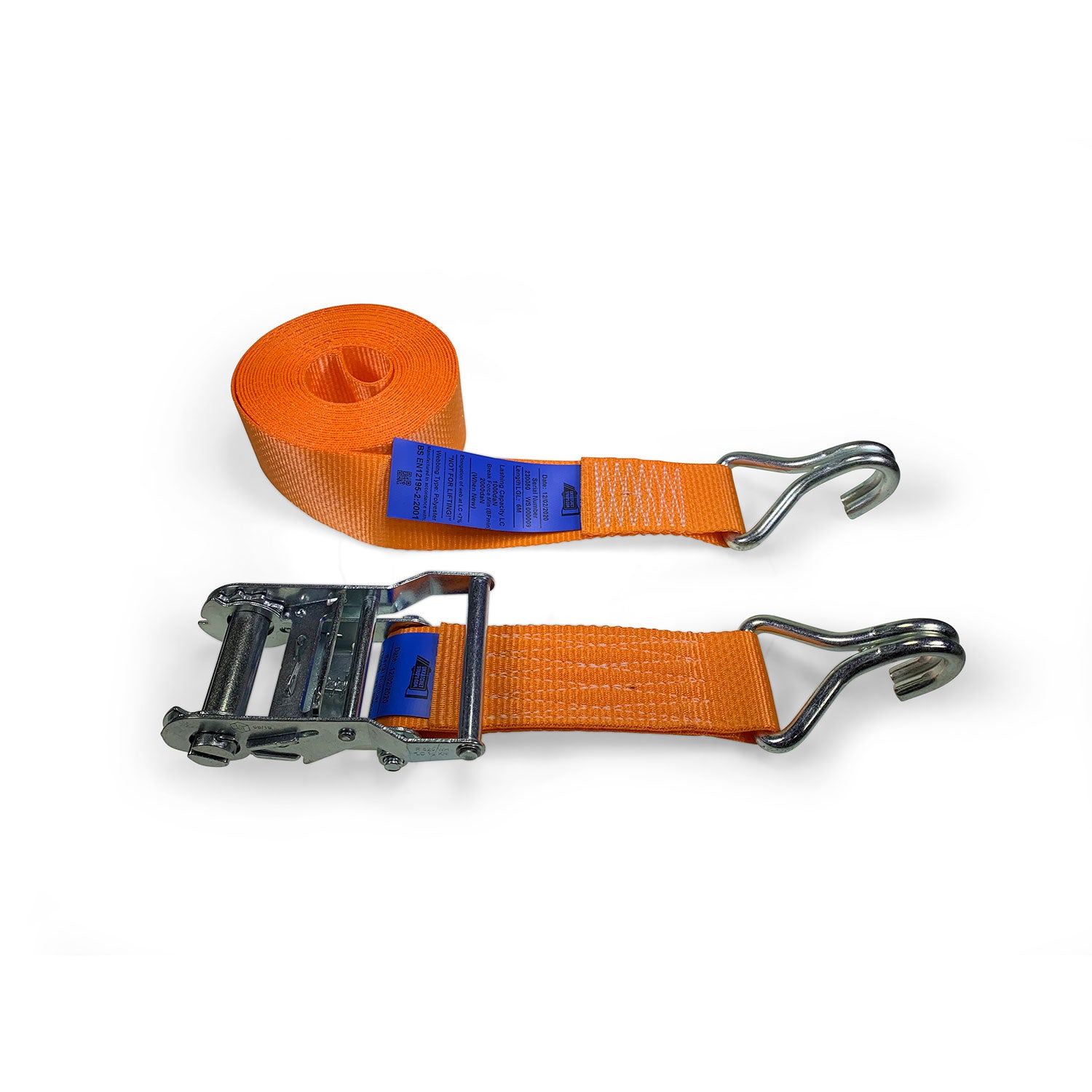50mm Wide, 6m Max Length Ratchet Straps Claw Hook Ends