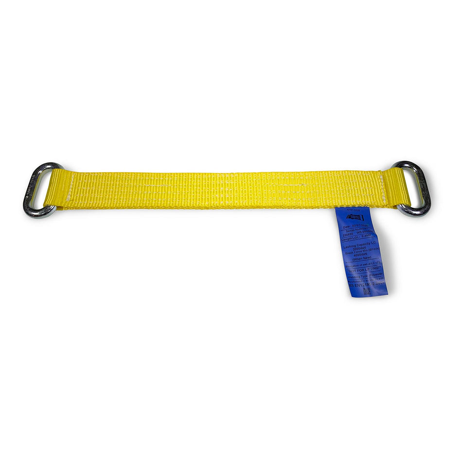 Diverter Strap - Steel Eyes, featuring a durable yellow strap with blue tag, used in NTP-VRS21/31 sets, 475mm length, 4000 daN minimum break force.