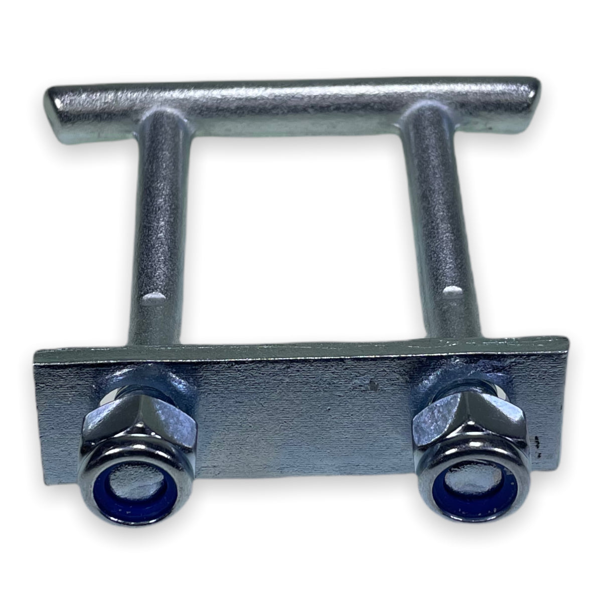TT Lashing Ring with two screws, zinc-plated finish, double forged construction, includes nyloc nuts and securing plate. Ideal for load restraint, 2.5 Tonne capacity.