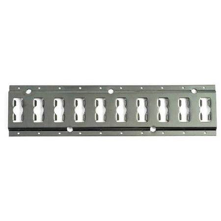 Zinc Plated Universal E-Track with holes, designed for commercial vehicles and HGV trailers, suitable for 50mm load bar cups.