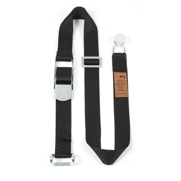 Internal Cargo Straps Bobbin - Rave Hook featuring a black strap with metal buckles and zinc-plated overcentre buckle, suitable for load restraint.