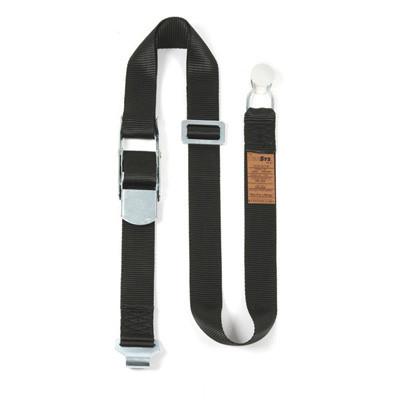 CSI-2C Internal Cargo Strap with black polypropylene webbing, zinc-plated overcentre buckle, and carbon steel adjuster, designed for curtainside vehicle load retention.