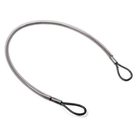Close-up of a Wire Rope Axle Sling with 9mm galvanized wire, PVC tubing, 1500mm length, designed for durability with a 5000 daN minimum break force.