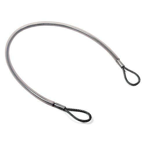 Close-up of a Wire Rope Axle Sling with 9mm galvanized wire, PVC tubing, 1500mm length, designed for durability with a 5000 daN minimum break force.