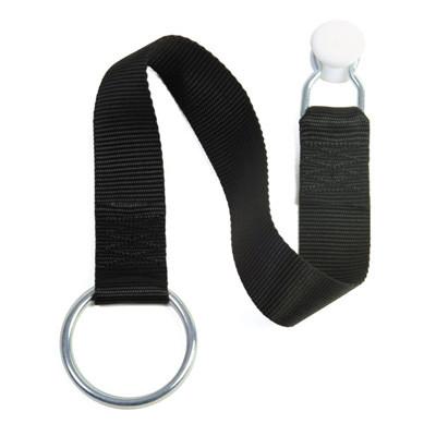 EXT3 Extension Straps feature a 600mm length, black strap with a white bobbin roller on one end and a 75mm silver 'O' ring on the other.