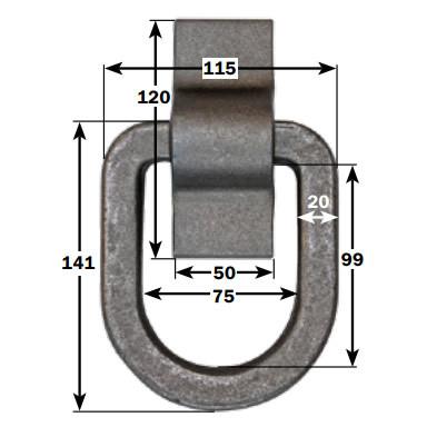 Weld On Lashing Link with Cleat 5000kg , Lashing Rings & Anchor Points - Nationwide Trailer Parts, Nationwide Trailer Parts Ltd - 2