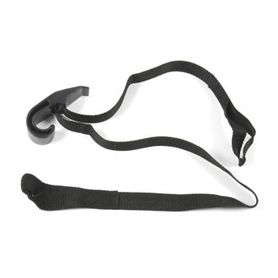 RP50-7 Roll Pallet Straps with a black polypropylene webbing featuring a plastic hook and twisted loop, designed to secure loads up to 250kg.