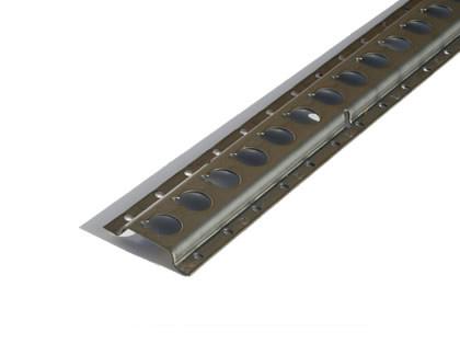 Stainless Steel 1806 Track, close-up detail showing metal construction, designed for commercial vehicle load restraint, dimensions: 3050mm length, 80mm width, 15mm height.