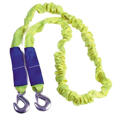 Tow Straps with safety hooks, designed for vehicles up to 2.0 tonnes. Features an elasticated build to absorb shocks and prevent damage.
