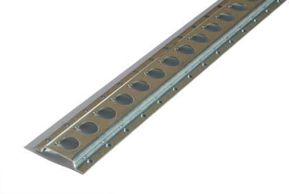 Zinc Plated 1806 Track - 3 metre length, close-up view of a sturdy metal strip for load restraint in commercial vehicles, featuring precise hole and pitch dimensions.